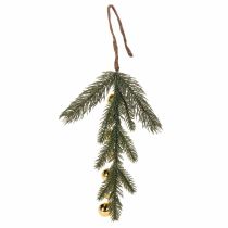 Prodotto Ramo di abete artificiale con mini palline di Natale color oro, 46 cm, 2 pezzi