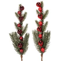 Prodotto Ramo di abete artificiale con palline di Natale, 48 cm, 2 pezzi