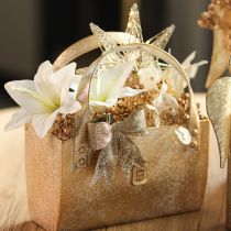 Prodotto Borsa in metallo, contenitore decorativo, rettangolare, 26 cm, oro
