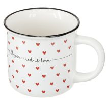 Prodotto Tazza con cuori tazza in ceramica bianca rossa Ø9cm H9cm