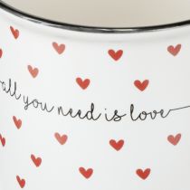 Prodotto Tazza con cuori tazza in ceramica bianca rossa Ø9cm H9cm
