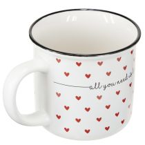Prodotto Tazza con cuori tazza in ceramica bianca rossa Ø9cm H9cm