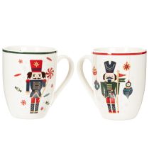 Prodotto Tazza natalizia con motivo schiaccianoci e bastoncino di zucchero, 10 cm, 2 pezzi
