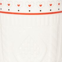 Prodotto Tazza da caffè con manico rosso, motivo a maglia e decorazione a cuore, in ceramica, 9 cm, 2 pezzi