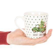 Prodotto Tazza da caffè Buon Natale, tazza in ceramica con motivo auto natalizia, 10 cm, 2 pezzi