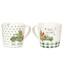 Prodotto Tazza da caffè Buon Natale, tazza in ceramica con motivo auto natalizia, 10 cm, 2 pezzi