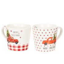 Prodotto Tazza natalizia con auto e albero di Natale, tazze in ceramica, 10 cm, 2 pezzi