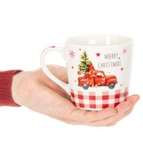 Prodotto Tazza natalizia con auto e albero di Natale, tazze in ceramica, 10 cm, 2 pezzi