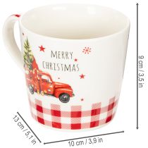 Prodotto Tazza natalizia con auto e albero di Natale, tazze in ceramica, 10 cm, 2 pezzi