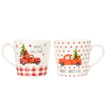 Prodotto Tazza natalizia con auto e albero di Natale, tazze in ceramica, 10 cm, 2 pezzi