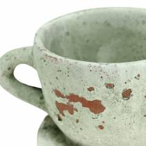 Prodotto Tazza per fioriera con sottovaso grigio vintage, tono naturale Ø8cm H6,5cm 4 pz