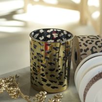 Prodotto Portacandele in vetro con stampa leopardata per decorazione da tavola, 12 cm