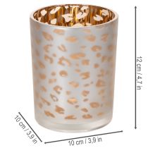 Prodotto Portacandele in vetro con stampa leopardata, 12 cm