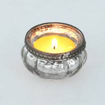 Prodotto Tealight in vetro argento antico con bordo in metallo Ø6cm H3,5cm