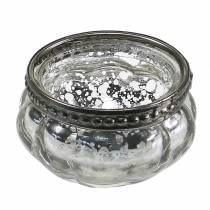 Prodotto Tealight in vetro argento antico con bordo in metallo Ø6cm H3,5cm