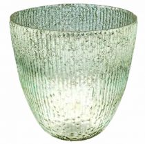 Candela lanterna in vetro blu verde decorazione tavolo vetro Ø21cm H21.5cm