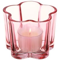 Prodotto Portacandele a forma di fiore in vetro rosa Ø7,5cm H6cm 6 pezzi