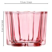 Prodotto Portacandele a forma di fiore in vetro rosa Ø7,5cm H6cm 6 pezzi