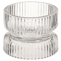 Prodotto Portacandele in vetro rigato decorativo trasparente Ø9cm H7cm 4 pz