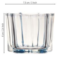 Prodotto Portacandele in vetro a forma di fiore, blu, Ø7,5cm, altezza 6cm, 6 pezzi