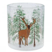 Porta tealight in vetro natalizio crackle tealight in vetro H10cm