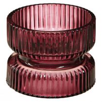Prodotto Portacandele in vetro decorativo a coste bacca Ø9cm H7cm 4 pz