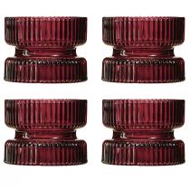 Prodotto Portacandele in vetro decorativo a coste bacca Ø9cm H7cm 4 pz