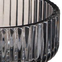 Prodotto Portacandele in vetro decorativo rigato colorato di grigio Ø9cm H7cm 4 pz