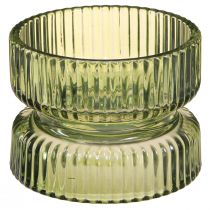 Prodotto Portacandele in vetro decorativo rigato verde Ø9cm H7cm 4 pz