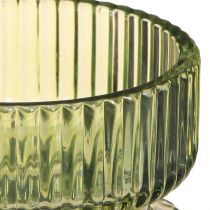 Prodotto Portacandele in vetro decorativo rigato verde Ø9cm H7cm 4 pz