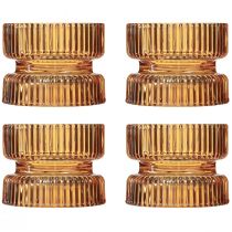 Prodotto Portacandele in vetro rigato decorativo arancione Ø9cm H7cm 4 pz