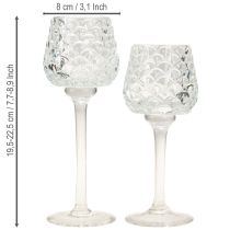 Prodotto Portacandele in vetro conico con base H19,5/22,5 cm, set da 2