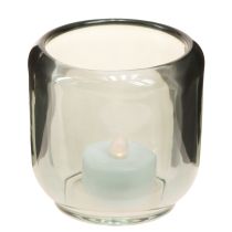 Prodotto Portacandela in vetro con decoro scanalature grigie 8cm 6 pz