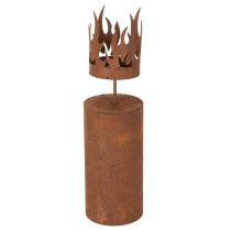 Prodotto Portacandela in Metallo Effetto Ruggine a Forma di Candela H36cm