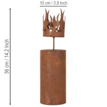 Prodotto Portacandela in Metallo Effetto Ruggine a Forma di Candela H36cm