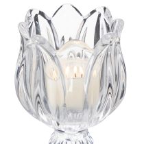Prodotto Portacandele in vetro con motivo floreale per un'elegante decorazione da tavola, 14 cm, 2 pezzi