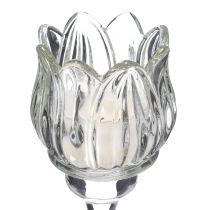 Prodotto Portacandele in vetro a forma di fiore per eleganti decorazioni da tavola, eventi e matrimoni, 22 cm