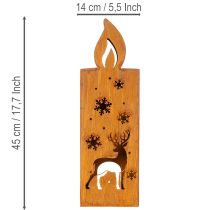 Prodotto Portacandele natalizio in metallo arrugginito, a forma di cervo, 45x14 cm