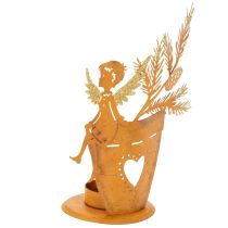 Prodotto Portacandele natalizio, decorazione a forma di angelo, decorazione effetto ruggine, Ø8cm H18cm