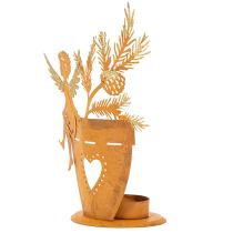 Prodotto Portacandele natalizio, decorazione a forma di angelo, decorazione effetto ruggine, Ø8cm H18cm