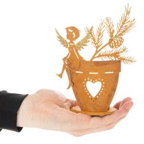 Prodotto Portacandele natalizio, decorazione a forma di angelo, decorazione effetto ruggine, Ø8cm H18cm