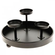 Portacandele in vetro uragano metallo nero Ø19cm H18cm