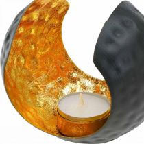 Prodotto Porta tealight decorazione da tavola oro nero metallo 12×9×10cm