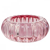 Prodotto Porta Tealight Portacandele in Vetro Rotondo Rosa Ø8cm H3.5cm