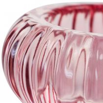 Porta Tealight Portacandele in Vetro Rotondo Rosa Ø8cm H3.5cm