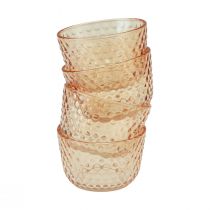 Prodotto Portacandela lanterna in vetro retrò arancione Ø8cm A5cm 4 pezzi