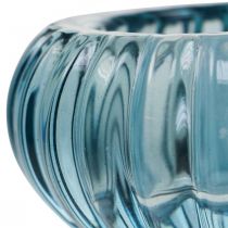 Porta Tealight Portacandele in Vetro Rotondo Blu Ø8cm H3.5cm