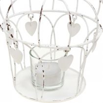 Corona porta tea light con cuori shabby chic bianco Ø14cm H22cm