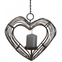 Prodotto Porta tea light in metallo decorazione da appendere decorazione ruggine cuore 22×7×20cm