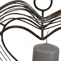 Prodotto Porta tea light in metallo decorazione da appendere decorazione ruggine cuore 22×7×20cm